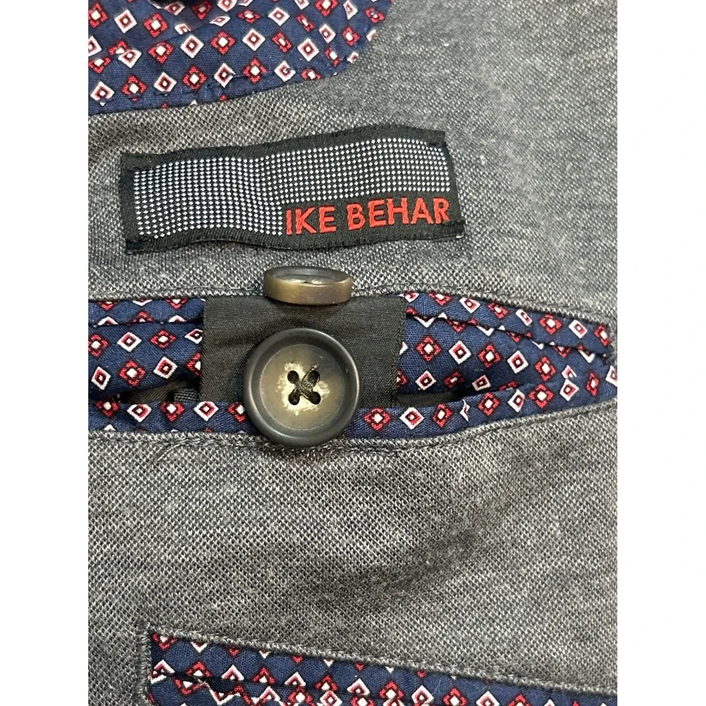 Ike‎ Behar Mens Gray Knit Blazer Sport Coat Two Button Jacket Size 40 R - Picture 2 of 8